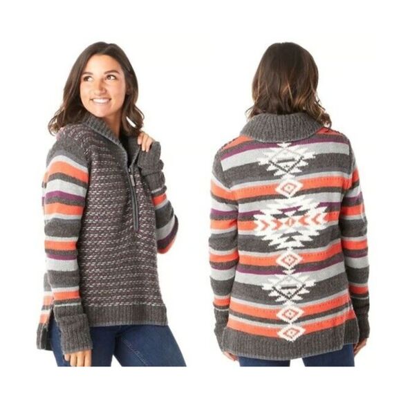 Smartwool 1/2 Zip Sweater Pullover Wool Chup Potlach Orange Gray Women's XL - Picture 1 of 8